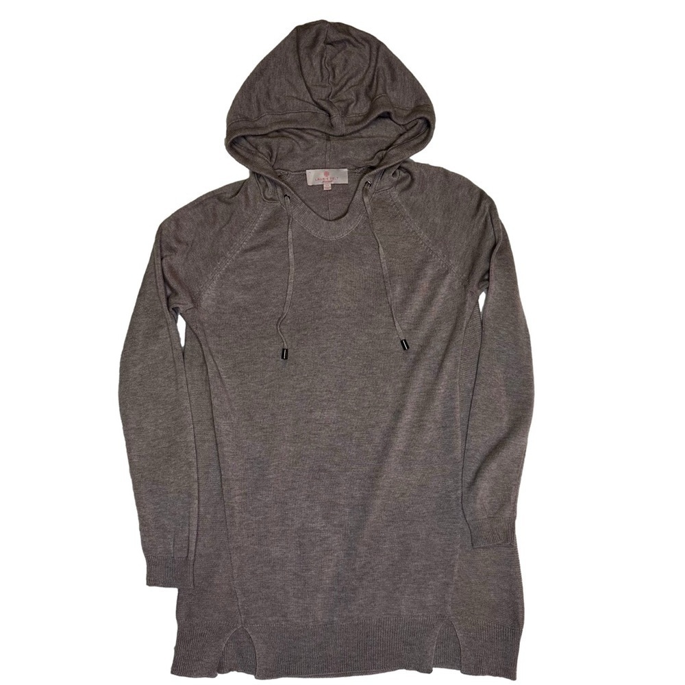Laurie Felt Gray Hooded Sweater Cashmere Blend Size XS Ribbed Cuffs and Hem NWOT - Picture 3 of 12
